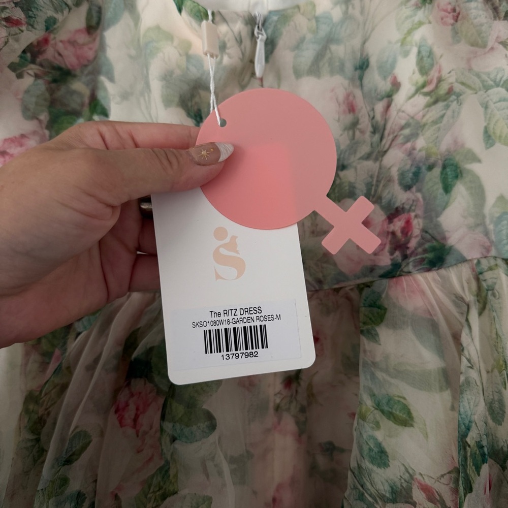 Selkie The Ritz Dress in Garden Roses – Romantic Puff Sleeve Gown M - Picture 7 of 10